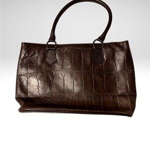 Sophisticated Dark Brown Croc-Embossed Tote